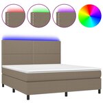 vidaXL Sommier à lattes de lit et matelas et LED Taupe 160x200cm Tissu