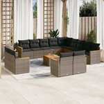 vidaXL Salon de jardin avec coussins 14 Pièces gris résine tressée