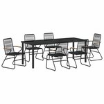 vidaXL Ensemble de salle à manger pour jardin 7 Pièces Noir