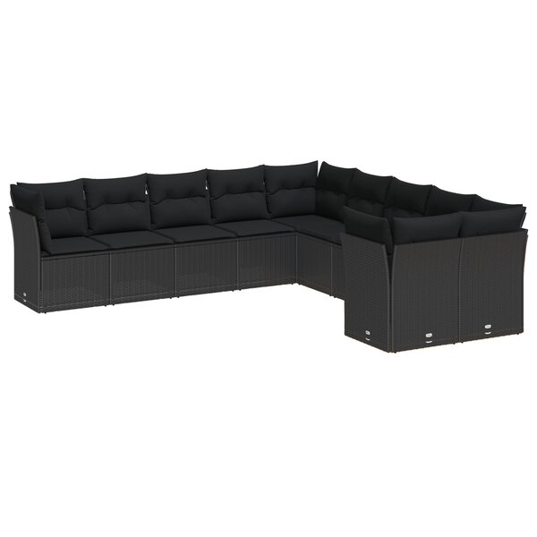 Canapé jardin 13 pièces avec coussins noir rotin acacia