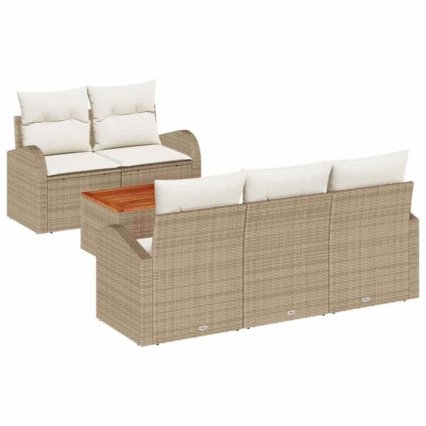 vidaXL Ensemble de canapé de jardin avec coussin 6 Pièces Beige polyrotin