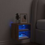 vidaXL Meuble TV mural avec lumières LED chêne artisanal 30x28 5x30 cm