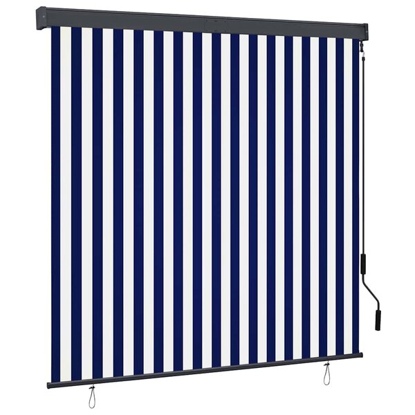 vidaXL Store roulant d'extérieur 160x250 cm Bleu et blanc