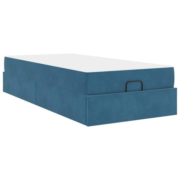 vidaXL Cadre de lit avec matelas Bleu 100 x 200 cm Velours