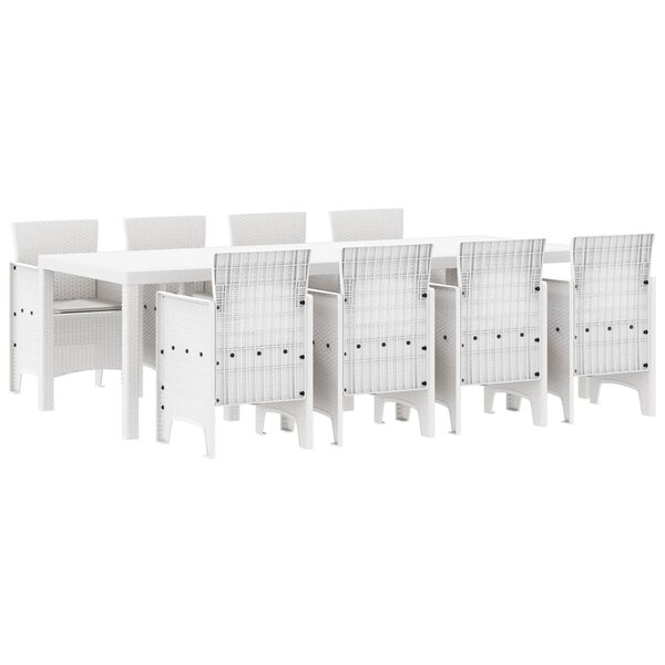 vidaXL Ensemble de salle à manger pour jardin 9 Pièces Blanc Rattan Polt