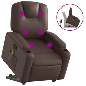 vidaXL Fauteuil inclinable de massage Marron Similicuir
