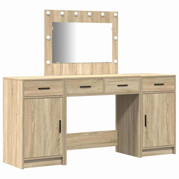 vidaXL Table de Toilette avec tiroir 3 Pièces Marron Bois d'ingénierie