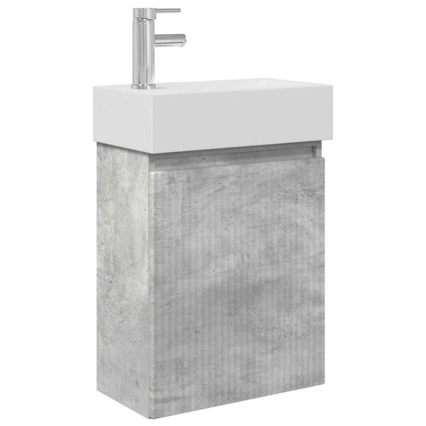 vidaXL Meuble de salle de bain avec robinet Gris béton