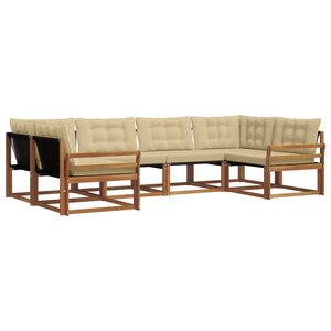vidaXL Ensemble de canapés d'extérieur 6 pc Naturel et Beige