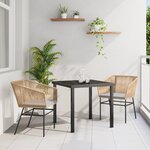 vidaXL Ensemble de salle à manger de jardin 3 pièces avec coussins en poly rattan marron