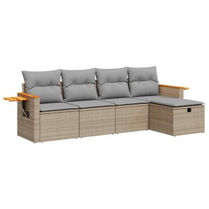 vidaXL Salon de jardin avec coussins 5 Pièces beige résine tressée