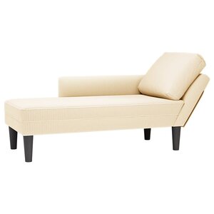 vidaXL Chaise longue avec coussin crème tissu en velours côtelé