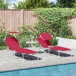 vidaXL Transats pliants 2 Pièces avec auvent Tissu Oxford Rouge 600D