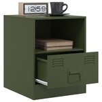 vidaXL Table de chevet vert olive 34 5x39x44 cm acier