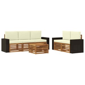 vidaXL Ensemble de canapés d'extérieur 6 pc Naturel et Crème