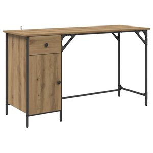 vidaXL Bureau d'ordinateur Chêne artisanal 131 x 48 x 75 cm