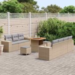 vidaXL Ensemble de canapé de jardin 10 Pièces Beige polyrotin