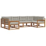 vidaXL Ensemble de canapés d'extérieur 6 pc Gris Naturel et Clair