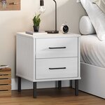 vidaXL Table de chevet avec pieds en métal Blanc Bois pin massif OSLO