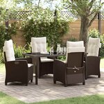 vidaXL Ensemble de salle à manger de jardin 5 pièces avec coussins en poly rattan marron.