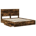 vidaXL Lit de Rangement Chêne fumé 160 x 200 cm Bois d'ingénierie