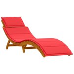 vidaXL Transat avec coussin 2 Pièces Rouge Bois d'Acacia Massif