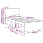vidaXL Cadre de lit Chêne fumé 75 x 190 cm Bois d'ingénierie