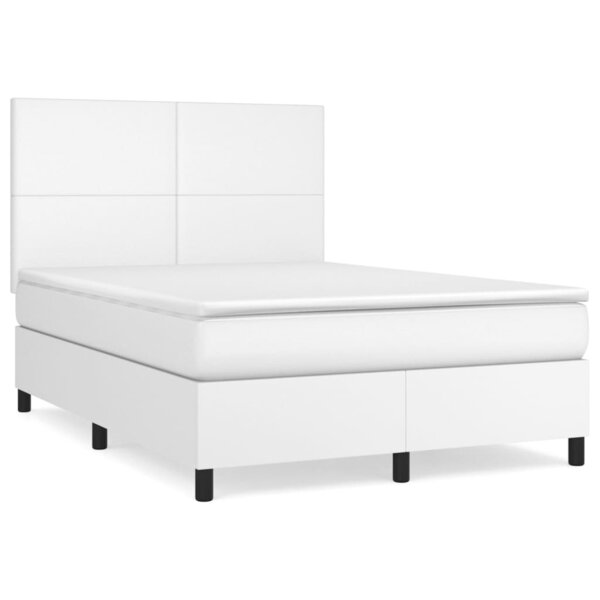 vidaXL Sommier à lattes de lit avec matelas Blanc 140x200cm Similicuir
