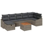 vidaXL Ensemble de canapé de jardin avec coussin 8 Pièces Gris Poly rotin