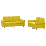 vidaXL Ensemble de canapés 2 Pièces avec coussins Jaune Velours