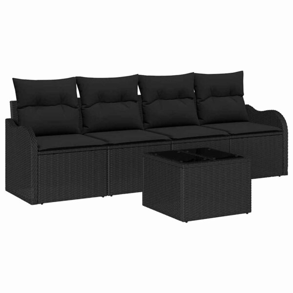 vidaXL Ensemble de canapé de jardin Noir polyrotin