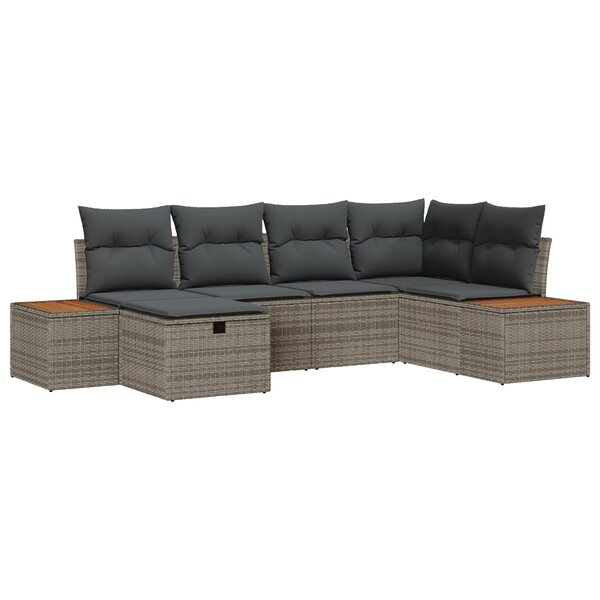 vidaXL Ensemble de Canapés de Jardin 6 pièces avec Coussins en Poly Rattan Gris