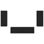 vidaXL Ensemble meuble TV Montage mural 2 Pièces Noir Bois d'ingénierie