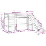 vidaXL Lit mezzanine enfants et tunnel bleu 90x200cm bois pin massif