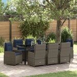 vidaXL Ensemble de Dîner de Jardin 9 Pièces Gris Rattan Poly