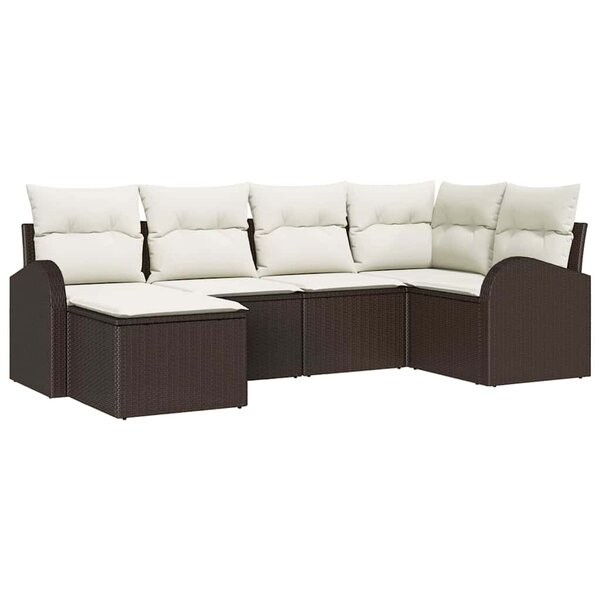 vidaXL Ensemble de canapé de jardin 6 Pièces Marron Poly rotin