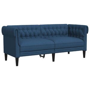 vidaXL Canapé Chesterfield 2 places bleu tissu