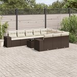 vidaXL Salon de jardin et coussins 11 Pièces marron résine tressée