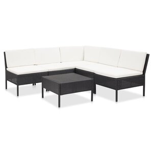 vidaXL Salon de jardin 6 Pièces avec coussins Résine tressée Noir