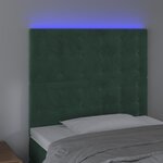 vidaXL Tête de lit à LED Vert foncé 100x5x118/128 cm Velours