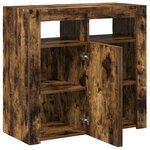 vidaXL Buffet avec lumières LED chêne fumé 80x35x75 cm