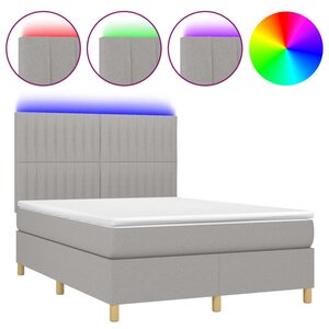 vidaXL Sommier à lattes de lit et matelas et LED Gris clair 140x200 cm