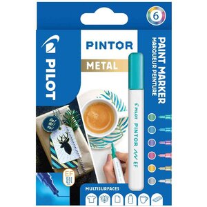 Marqueur à pigment pintor  extrafin  set de 6 'metal' pilot