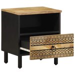 vidaXL Table de chevet noir 40x33x46 cm bois de manguier massif brut