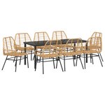 vidaXL Ensemble de salle à manger de jardin 9 pièces marron poly rotin