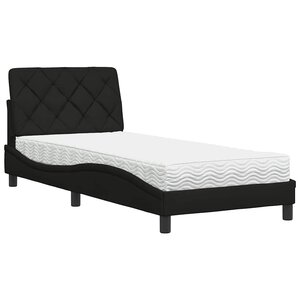 vidaXL Lit avec matelas noir 90x200 cm tissu