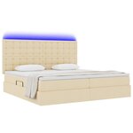 vidaXL Lit de rangement LED avec matelas Crème 200 x 200 cm Tissu