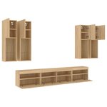 vidaXL Ensemble de meubles TV muraux 7Pièces et lumières LED chêne sonoma