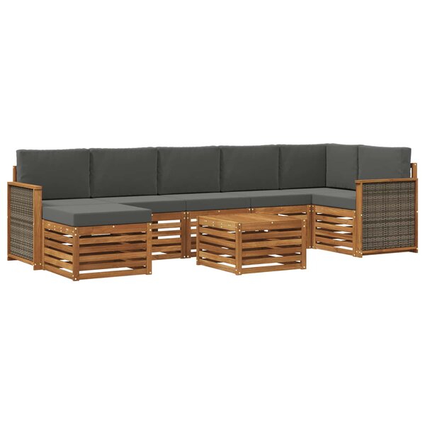 vidaXL Ensemble de canapés d'extérieur 7 pc Naturel et Anthracite