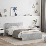 vidaXL Cadre de lit avec tête de lit et LED gris béton 120x190 cm